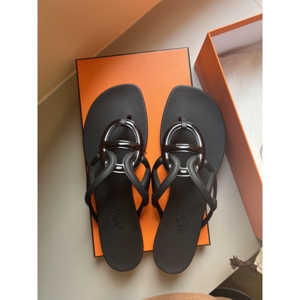 Hermes Egerie TPU Sandal Black New Shopee Thailand