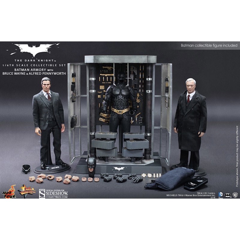 HOT TOYS MMS THE DARK KNIGHT BATMAN ARMORY WITH BRUCE WAYNE AND