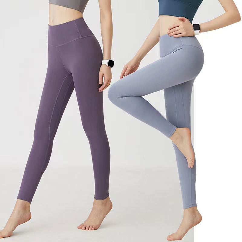 กางเกงโยคะเอวสง Nude Self การเพาะปลก Elastic Hip กางเกงกฬาเลกกง