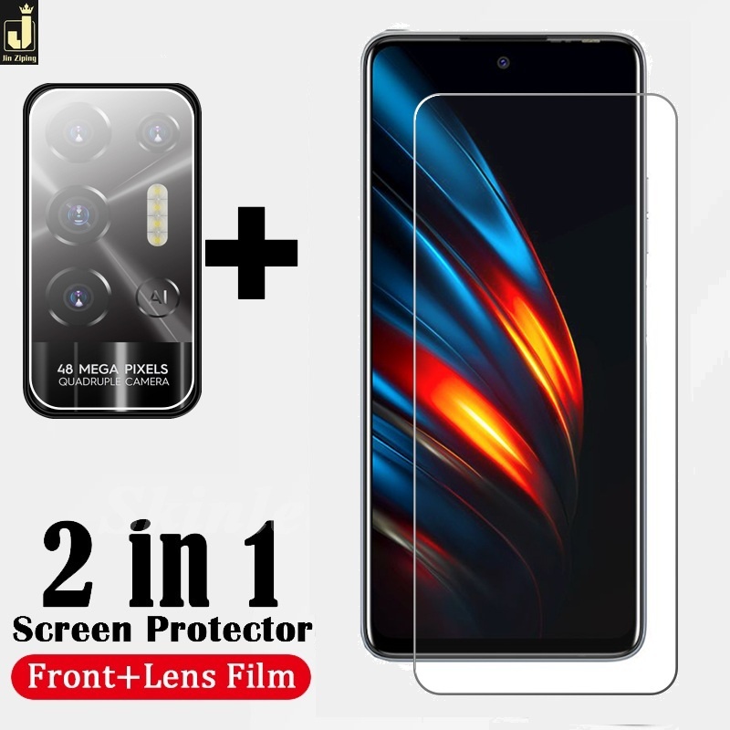 2 in 1 ฟลมกระจกนรภยกนรอยหนาจอ และกลอง HD สาหรบ Infinix HoT 11
