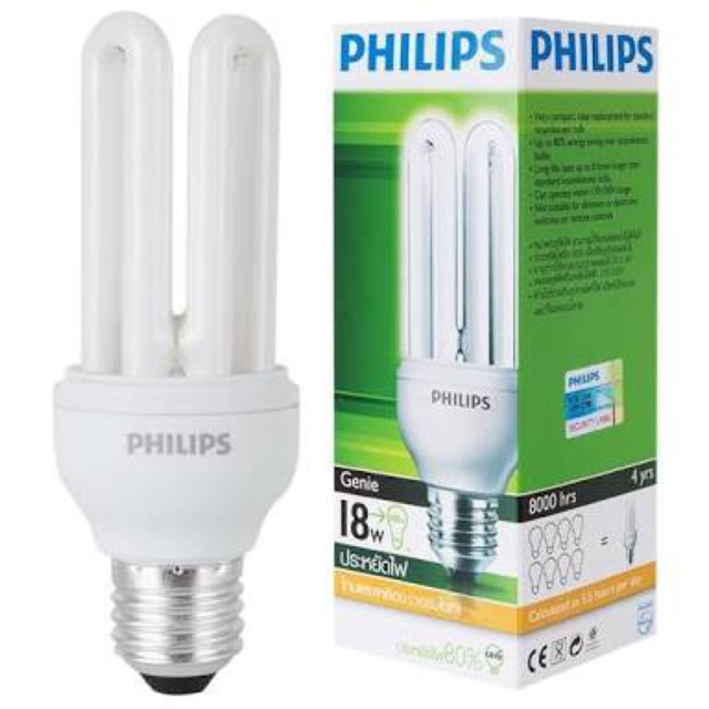 หลอดประหยดไฟ ฟลปส จนน 18W Philips Genie E27 Shopee Thailand