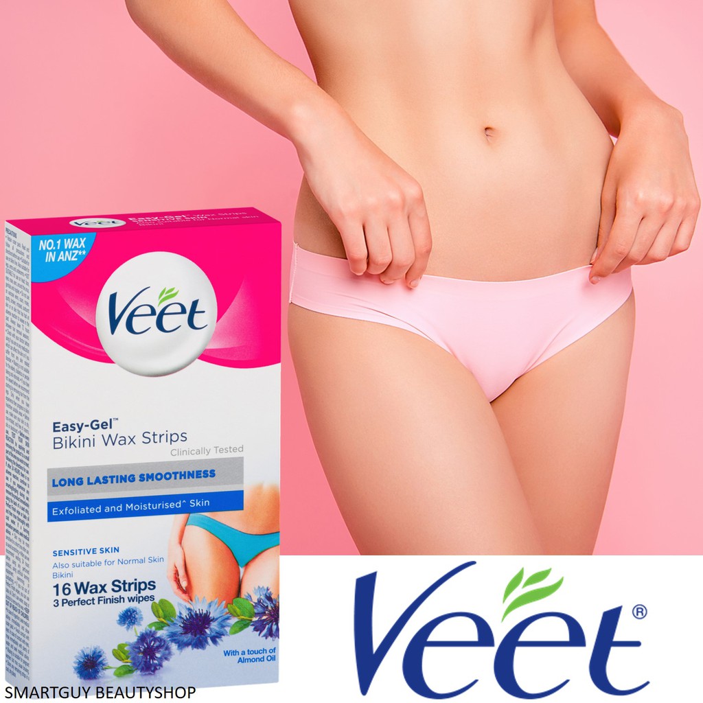 Veet Easy Gel Bikini Wax Strips Sensitive Skin ผลตภณฑกำจดขนสำหรบ