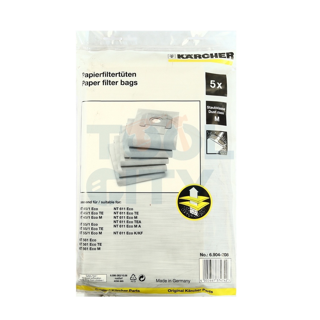 KARCHER PAPER FILTER BAGS 5PCS PAC สามารถออกใบกำกบภาษเตมรปแบบได