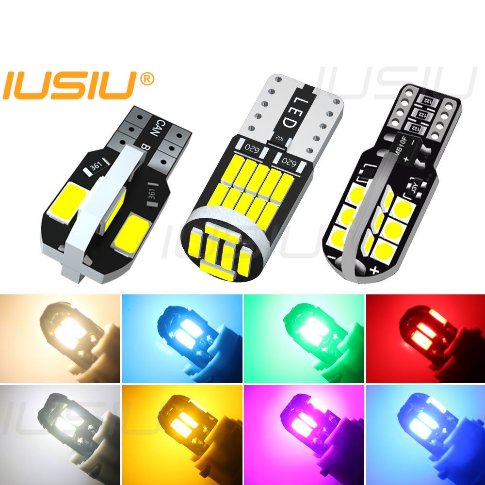 Iusiu 2PCS 7 ส Led T10 W5w Wy5w 168 194 5630 4014 3030 โดมแสงภายในรถอ