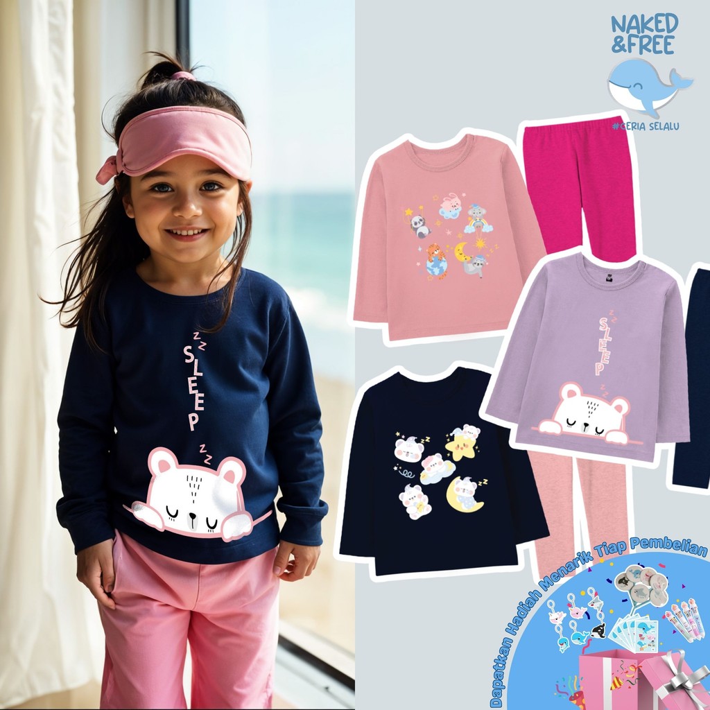 KATUN Naked Free Girls Long Pajama เสอยดสตว Series หม Sleep Zzz ผาฝายวสด 30s Ani 1