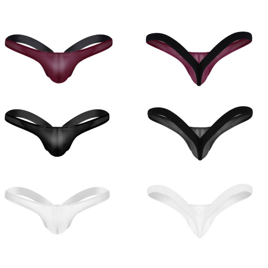 Yeahdor Mens Mesh See Through Stretch Open Back Jockstrap Bikini G