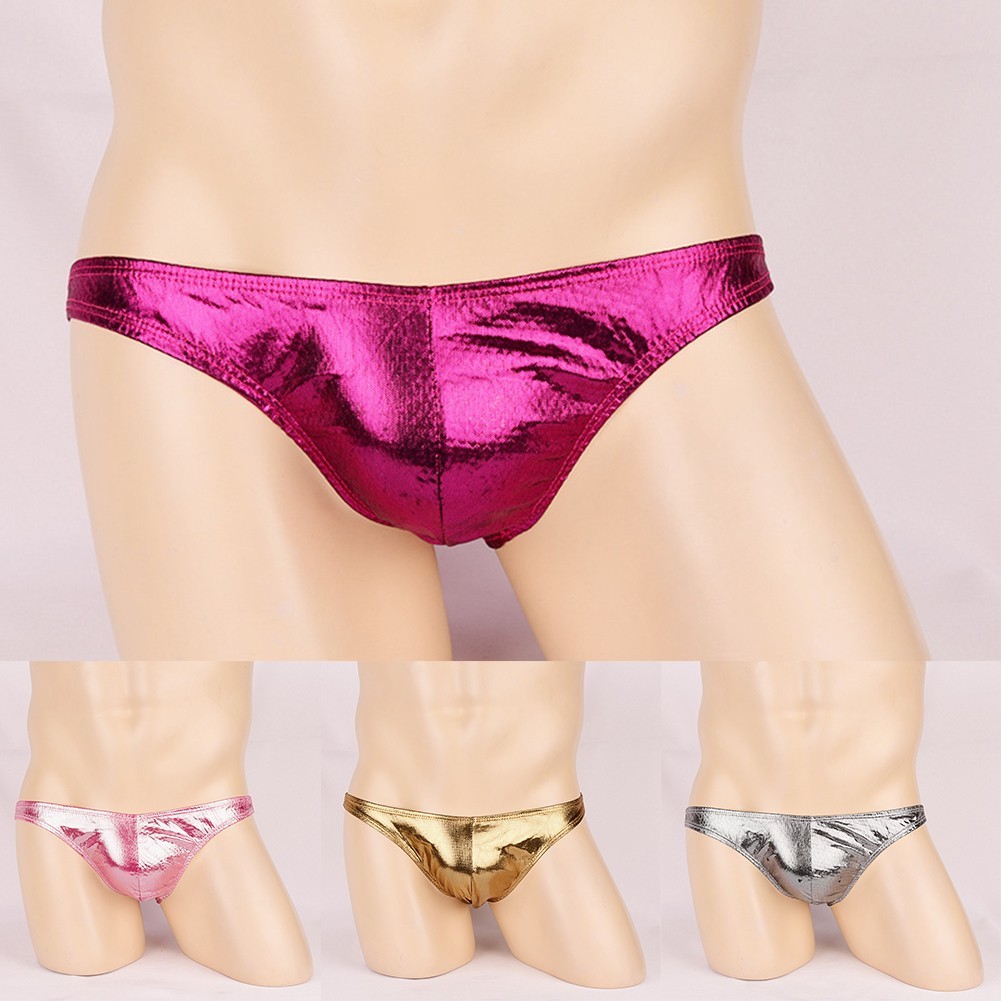 COLORHM Men Wet Look Shiny Lingerie G string Low Rise Brief Thong ชด
