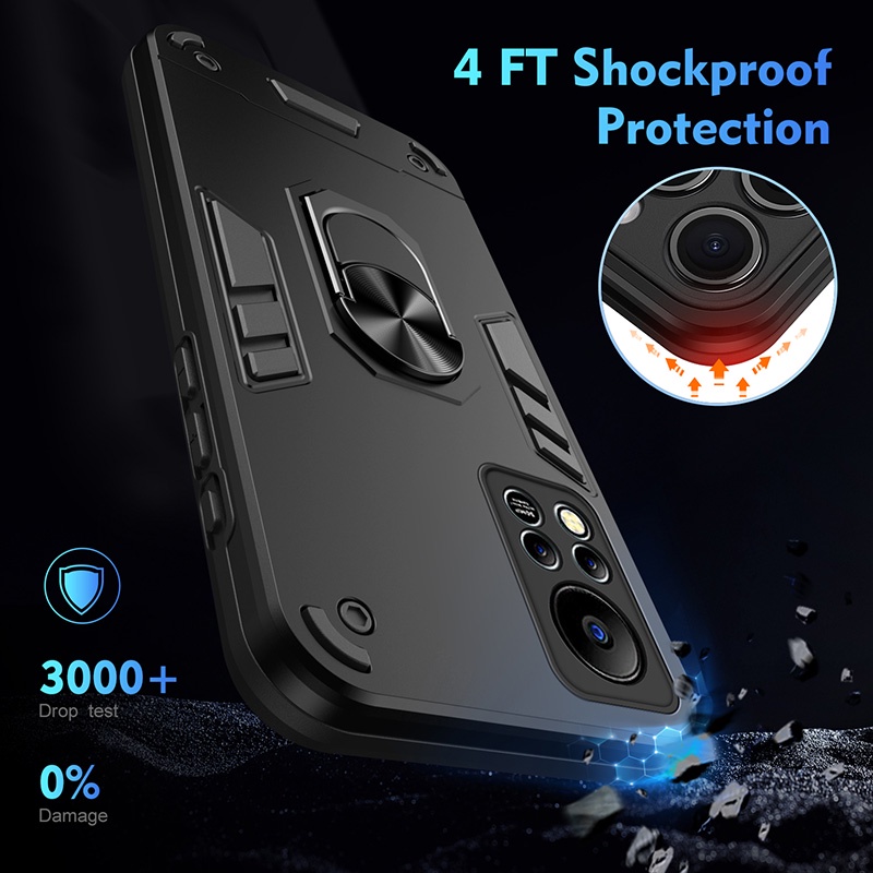สาหรบ Infinix Hot s NFC ไฮบรด กนกระแทก เกราะ เคสใสแหวน ขาตง
