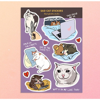 Sad Cat Meme Sticker Sheet