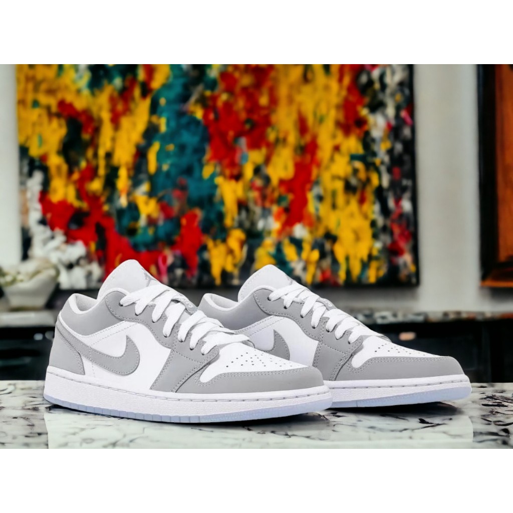 Jordan 1 Low White Wolf Grey W Shopee Thailand