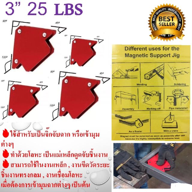 ภาพหน้าปกสินค้าSALE แม่เหล็กจับฉาก 3 นิ้ว (จิ๊กแม่เหล็ก) จับฉาก เข้ามุม เชื่อมโลหะ 25LBS  ไม่มีรู จากร้าน ne_jgshoponline12 บน Shopee