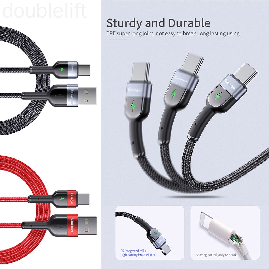 essager-3a-type-c-สายชาร์จโทรศัพท์มือถือสายไนล่อนถักพร้อมไฟ-led-แสดงสถานะ