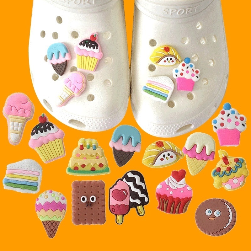 ไอศกรีมน่ารัก-เค้กซีรีส์อาหาร-jibitz-croc-charm-croc-jibbits-เสน่ห์รองเท้าอุปกรณ์ตกแต่งอุดตันหมุดสําหรับเด็ก