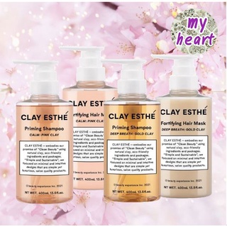 ภาพขนาดย่อของภาพหน้าปกสินค้าClay Esthe Priming Shampoo/Fortifying Hair Mask (Pink,Gold) 400/800 ml แชมพู มาส์ก สูตรดูแลหนังศรีษะมัน คัน และรังแค จากร้าน my_heart_beauty บน Shopee