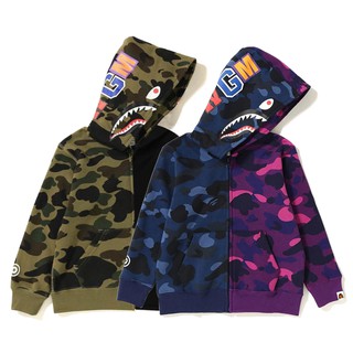 A BATHING APE เสื้อแจ็กเก็ต มีฮู้ด พิมพ์ลายพราง สําหรับเด็ก