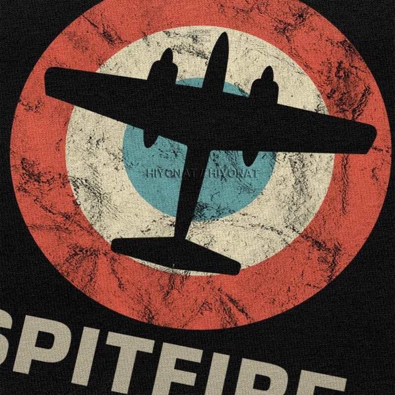 เสื้อยืดวินเทจเสื้อยืดคอกลม-แขนสั้น-ผ้าฝ้าย-พิมพ์ลายนักบินนักบิน-jet-fighter-ww2-war-spitfire-สไตล์เรโทร-สําหรับผู้ชาย