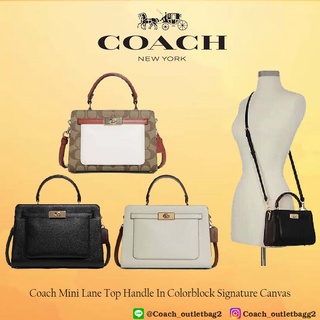 Coach Mini Lane Top Handle In Colorblock Signature Canvas