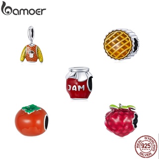 Bamoer  Autumn Series 5 Styles Pumpkin Decoration Sterling 925 Silver  Charms for  Necklace DIY Jewelry Accessories BSC483