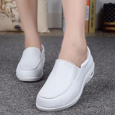 โค้ด-glam30-ลด-30-รองเท้าสตรีสีขาวสุภาพสตรีแพลตฟอร์มแบบสบาย-ๆ-แฟลตเบาะลมรองเท้า