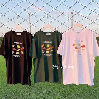 【Hot】พร้อมส่ง เสื้อยืดโอเวอร์ไซส์ ลาย BURGER SET (ผ้าคอตตอน)