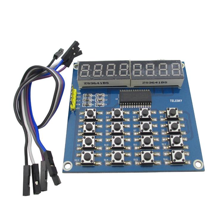 TM1638 3 line control 8 bit common anode LED keyboard scanning display module