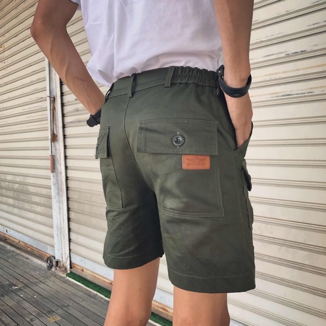 ขาสั้นวินเทจ-สีเขียวขี้ม้า