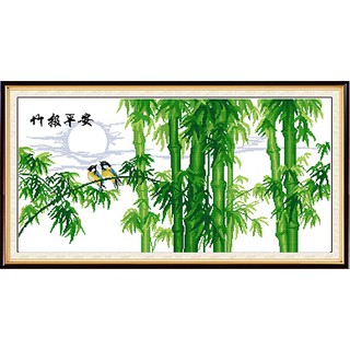 ชุดปักครอสติช ป่าไผ่ ต้นไผ่ นก (Bamboo bird cross stitch kit)