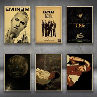 โปสเตอร์ภาพวาดสไตล์ย้อนยุค Rap God Eminem 8 ชิ้น