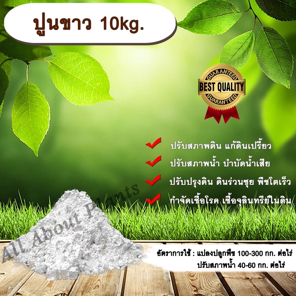 ปูนขาว-10kg-ปรับสภาพดิน-ปรับสภาพน้ำ-แก้ดินเปรี้ยว-ดินเป็นกรด-ปรับปรุงดิน-พืชโตไว-กำจัดเชื้อโรคในดิน-กำจัดเชื้อราในดิน