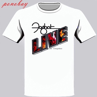 เสื้อยืดผ้าฝ้ายพิมพ์ลายขายดี เสื้อยืด พิมพ์ลายโลโก้ Foghat Live DIY สําหรับผู้ชาย