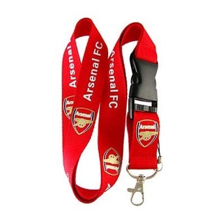 เชือกเส้นเล็ก Arsenal สีแดง สีดํา พร้อมหัวเข็มขัด และคลิปสปริง ปลอดภัย