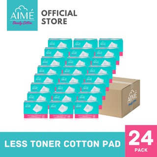 AIME สำลีแผ่น Less Toner Cotton Pad กิน Toner น้อยลงอ่อนโยนต่อผิว (24 กล่อง) (80 แผ่น/กล่อง)