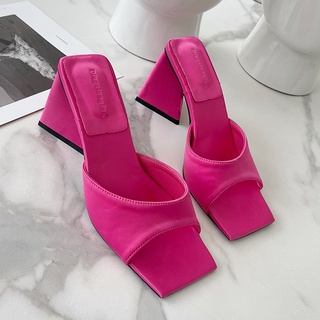 สินค้า รองเท้าส้นสูง 3.94 นิ้ว แบบหนัง สวยงาม หลากสี แฟชั่นสําหรับผู้หญิง (ไซซ์ 35-40)