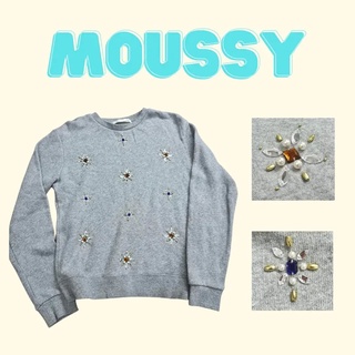 เสื้อกันหนาวแขนยาว แต่งลูกปัด แบรนด์: Moussy