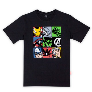 เสื้อยืดโอเวอร์ไซส์Marvel Men Avengers Flock Print T Shirt - เสื้อยืดผู้ชายลายอเวนเจอร์ สินค้าลิขสิทธ์แท้100% characters