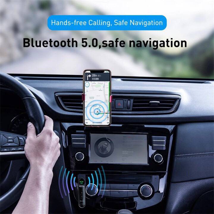 baseus-wireless-bluetooth-5-0-car-kit-แฮนด์ฟรี-3-5-มม-แจ็คตัวรับสัญญาณเสียง-aux-อะแดปเตอร์-car-accessories