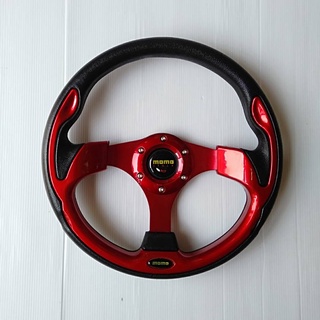พวงมาลัย12นิ้ว ใส่ทุกรุ่นก้านตรงสีแดง car steering wheels accessories T8
