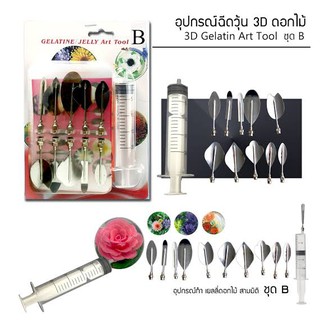 อุปกรณ์ฉีดวุ้น3มิติ ดอกไม้ 3D  GELATIN ART เครื่องตกแต่งของหวาน 10 หัวเข็มทำวุ้น Jello Jelly art puddingT0523