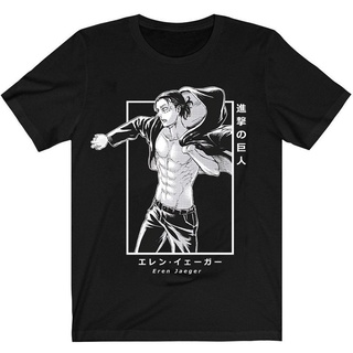 เสื้อยืดผ้าฝ้าย พิมพ์ลายอนิเมะ Attack on Titan AOT Eren Jaeger สําหรับผู้ชาย