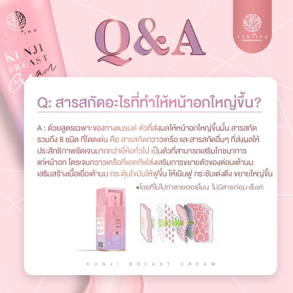 ส่งฟรี-ครีมนวดหน้าอก-ครีมนวดนมโต-หยุดใช้ไม่แฟ่บ-กันต์จิเบรสครีม-kunji-breast-cream-ของแท้-100ml