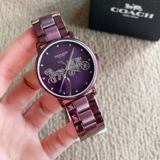 🎀 (สด-ผ่อน) นาฬิกา COACH สีม่วง 14502923 หน้าปัด 36 มิล รถม้าใหญ่ Coach Grand Purple Case & Bracelet Ladies Watch