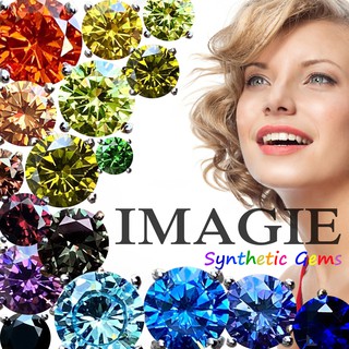 สินค้า IMAGIE ต่างหูพลอยแสงเพชร กลม 4-6mm หลากสี