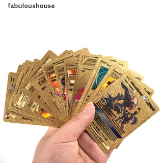 [fabuloushouse] กล่องฟอยล์สีทอง รูปโปเกม่อน สําหรับเก็บการ์ดเกม 54 ชิ้น