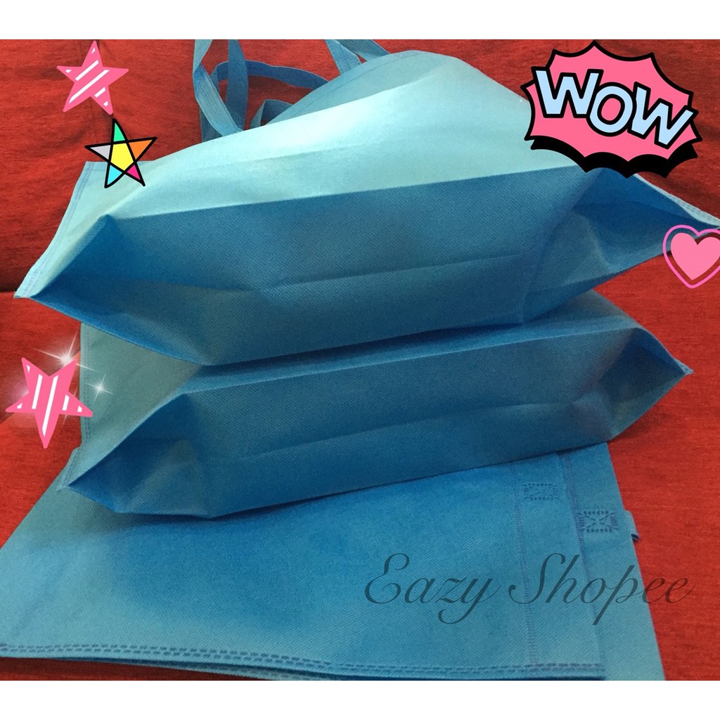 eazy-shopee-ถุงผ้าสปันบอนด์-แบบบางเบา-เนื้อดี-ใส่ของได้เยอะ-แบบมีหูหิ้ว-ขนาด-18-x14-สีดำ