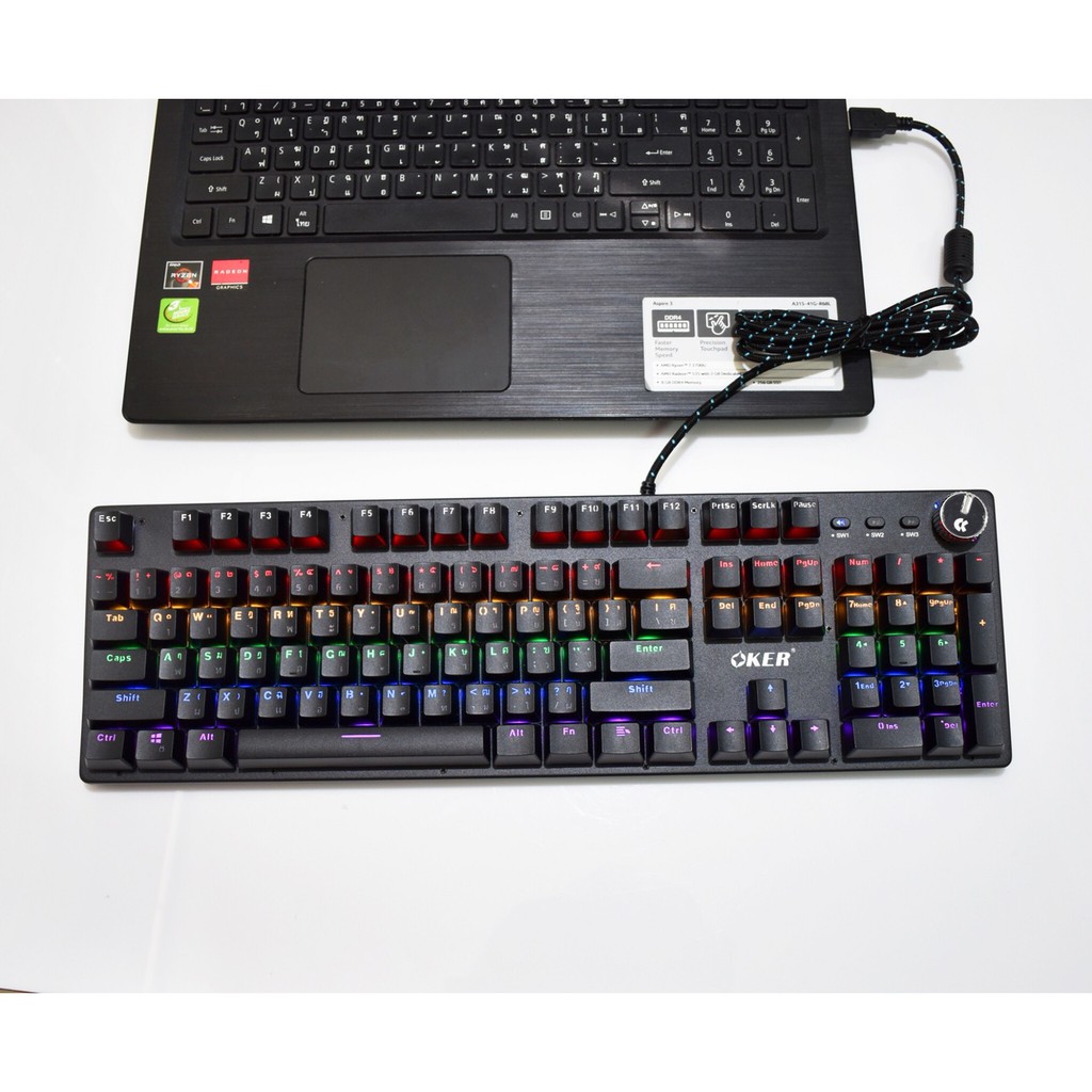 oker-x100-vr-multiemdia-mechanical-gaming-keyboard-คีย์บอร์ดเกมมิ่ง-black