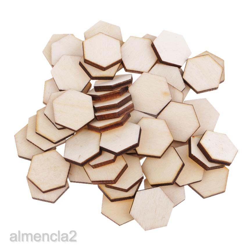 Pack of 54 Hexagon Natural Wooden Cutout Small Crafts Decorations 1.8x1.8cm