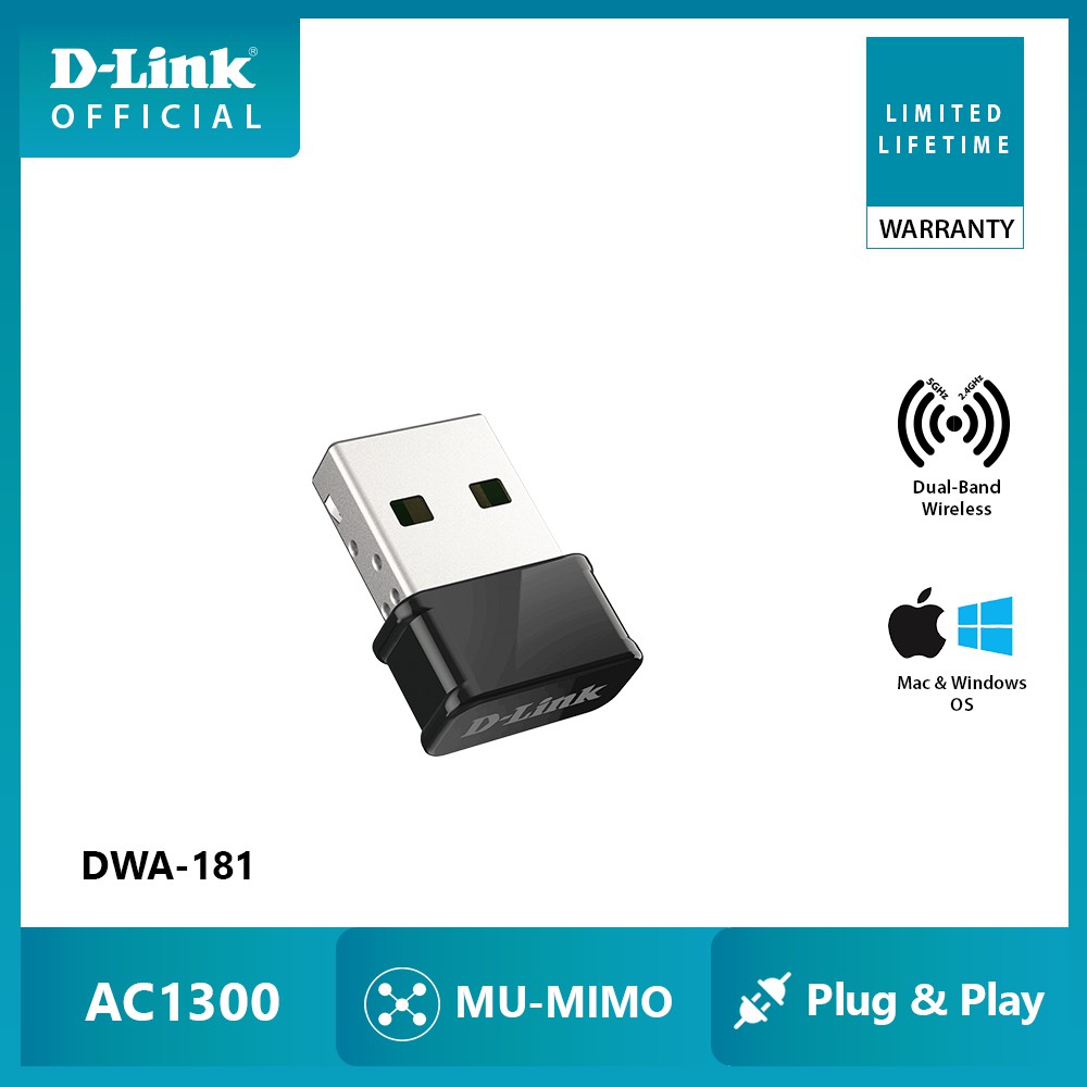 d-link-dwa-181-ac1300-mu-mimo-wi-fi-nano-usb-adapter-ตัวรับสัญญาณ-wi-fi-แบบ-dual-band-ขนาดเล็กพกพาสะดวก-ประกันศูนย์ไทย