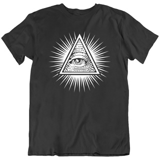 เสื้อยืดโอเวอร์ไซส์เสื้อยืด พิมพ์ลาย Illuminati All Seeing Eye Of God Pyramid Mason Inspire สไตล์ฮิปฮอปS-3XL