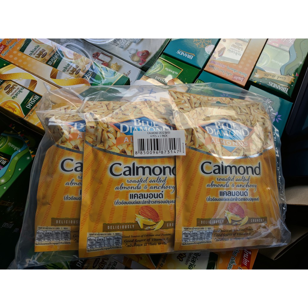 BLUE DIAMOND Calmond แคลมอนด์ (ถั่วอัลมอนด์และปลาข้าวสารอบปรุงรส) 25 ...