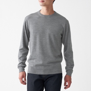 เสื้อไหมพรมผู้ชาย เสื้อไหมพรมคอกลม MUJI : MERINO WOOL WASHABLE CREW NECK #14769500161